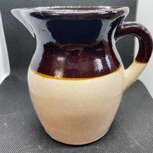 RRP Co Roseville Stoneware Brown White Creamer